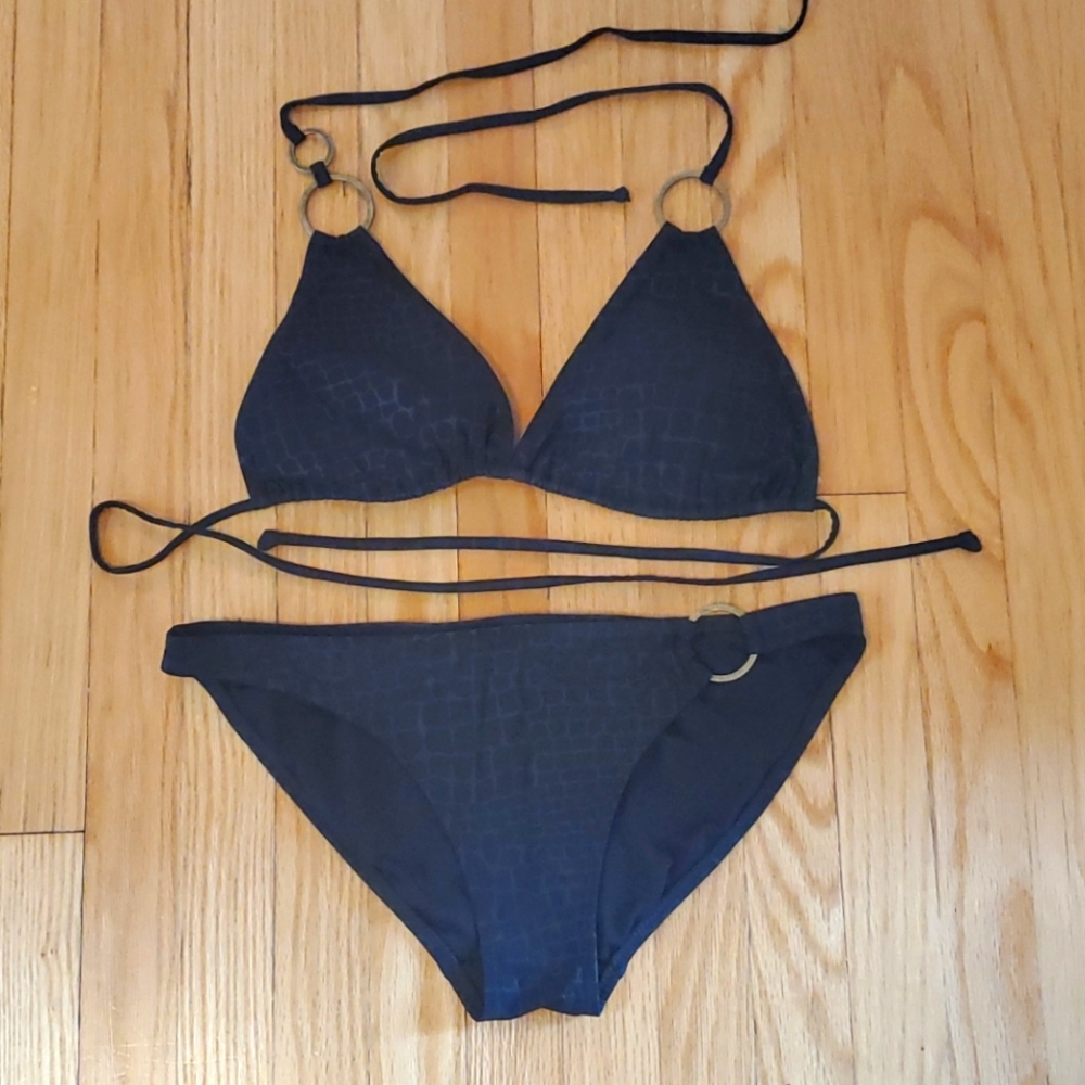 Black snakeskin bikini - top:L bottom:M